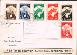 SURINAME  1935 NVPH 151-156 gesloten SPECIALE ENVELOPPE