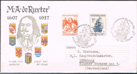 NEDERLAND 1957 FDC E30 OPEN KLEP