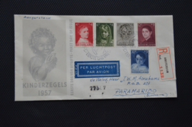 NEDERLAND 1957 FDC E33 GESLOTEN KLEP