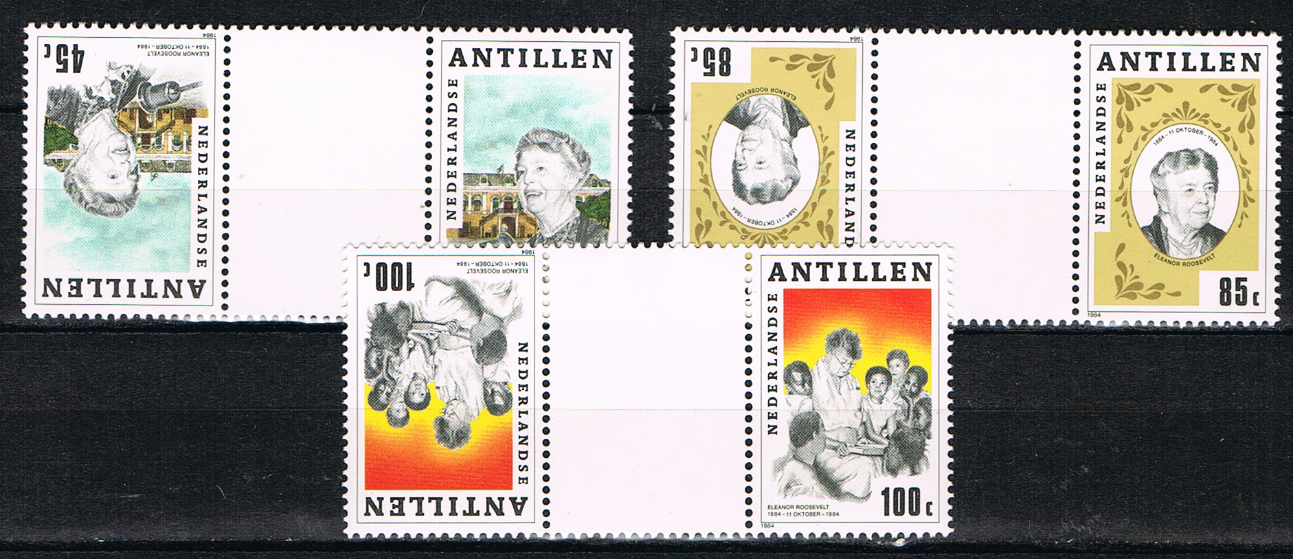ANTILLEN 1984 NVPH SERIE 791a keerdrukken met tussenstrook
