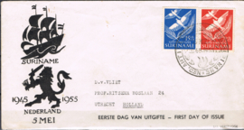 SURINAME 1955  FDC E6VB open (speciaal catalogus)