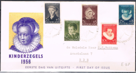 NEDERLAND 1956 FDC E28 OPEN KLEP