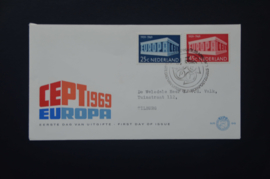 NEDERLAND 1969 FDC 96 GETYPT OPEN KLEP ++ VOORBEELD SCAN