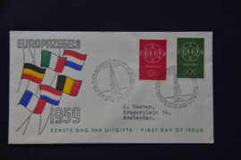 NEDERLAND 1959 FDC E39 GESLOTEN KLEP