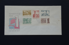 NEDERLAND 1955 FDC E21 OPEN KLEP LEES