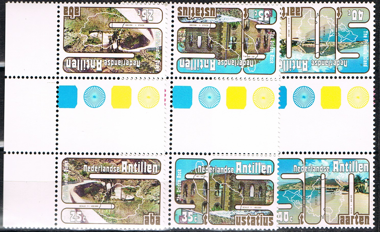 ANTILLEN 1977 NVPH SERIE 556a keerdrukken met tussenstrook
