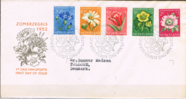 NEDERLAND 1952 FDC E9 ZOMER OPEN KLEP