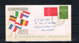 NEDERLAND 1959 FDC E39 GESLOTEN KLEP