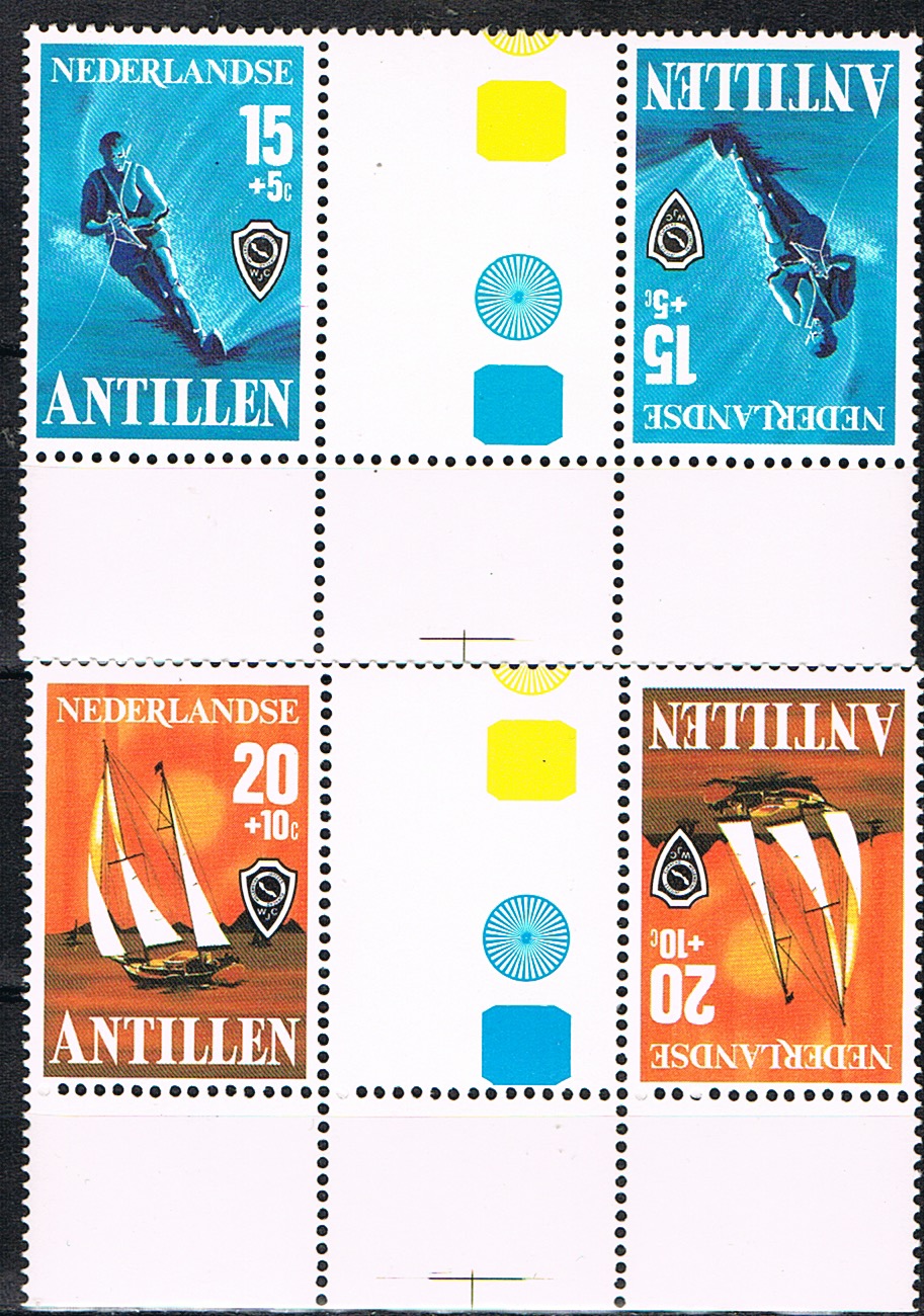 ANTILLEN 1978 NVPH SERIE 576a keerdrukken met tussenstrook