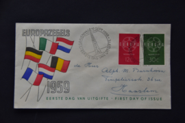 NEDERLAND 1959 FDC E39 GESLOTEN KLEP