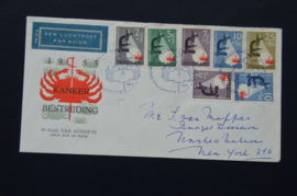 NEDERLAND 1955 FDC E23 BOVEN OPEN GESNEDEN