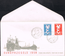 NEDERLAND 1958 FDC E35 OPEN KLEP