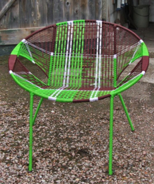 Owusu chair nr. 44 Ghanese kuipstoel bruin/groen/wit