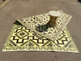 Plastic vloerkleed 180 x 270 cm, opvouwbaar, Azteken, coffee/geel/off white