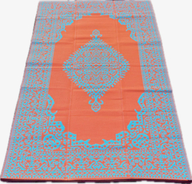 Plastic vloerkleed 150 x 240 cm, medaillon, oranje/licht blauw