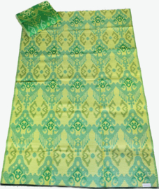 Plastic vloerkleed 180 x 270 cm, opvouwbaar, Ikat, groen/geel/beige
