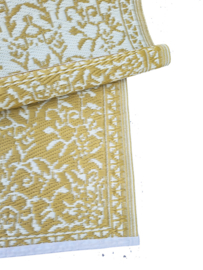 vloerkleedje 60 x 120 cm, bloem, oker geel/crème