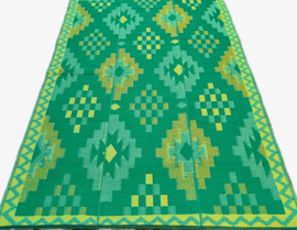 Plastic vloerkleed 150 x 240 cm, ruit , donker groen/licht groen/geel