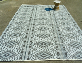 Plastic vloerkleed 270 x  360 cm (opvouwbaar),  grijze ruit (grijs/bruin/zwart/wit)