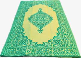 Plastic vloerkleed 150 x 240 cm, medaillon, groen/geel