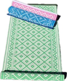vloerkleedje 60 x 120 cm, ruitje groen/creme