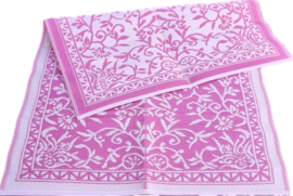 Plastic vloerkleed 120 x 180 cm, Japanse bloem, roze/wit
