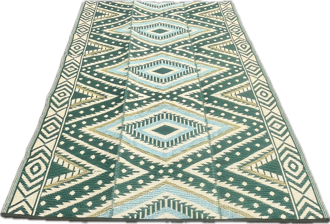Plastic vloerkleed 180 x 270 cm, Design ruit, opvouwbaar,  groen