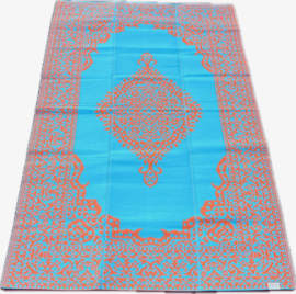 Plastic vloerkleed 150 x 240 cm, medaillon, oranje/licht blauw