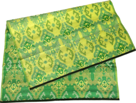 Plastic vloerkleed 120 x 180 cm, opvouwbaar, Ikat, groen/geel/creme