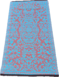 vloerkleedje 60 x 120 cm, bloem, turkoois / roest bruin