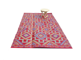 Plastic vloerkleed 180 x 270 cm, opvouwbaar, Azteken, rood / geel / blauw