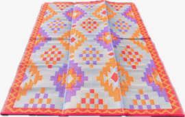 Plastic vloerkleed 150 x 240 cm, ruit , oranje/licht blauw/violet