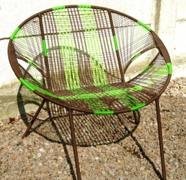 Owusu chair nr. 15 Ghanese kuipstoel Bruin/licht groen