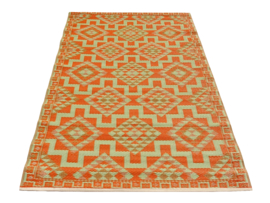 Plastic vloerkleed 180 x 270 cm, opvouwbaar, Azteken, oranje /crème