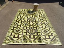 Plastic vloerkleed 180 x 270 cm, opvouwbaar, Azteken, coffee/geel/off white