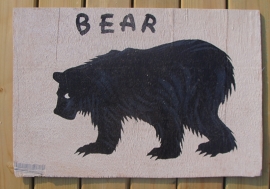 Schilderijtje Bear, zwart/wit, op hardboard 30 x 45 cm