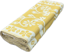 Plastic vloerkleed 270 x  360 cm (opvouwbaar), bloem,  geel/wit