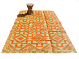 Plastic vloerkleed 180 x 270 cm, opvouwbaar, Azteken, oranje /crème