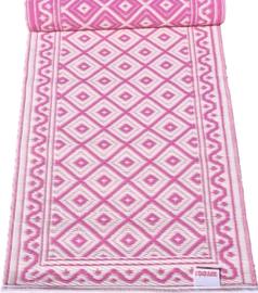 vloerkleedje 60 x 120 cm, ruitje roze/creme