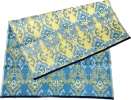 Plastic vloerkleed 120 x 180 cm, opvouwbaar, Ikat, blauw/geel/creme