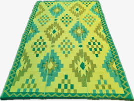 Plastic vloerkleed 150 x 240 cm, ruit , donker groen/licht groen/geel