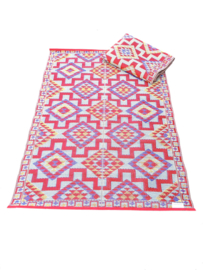 Plastic vloerkleed 120 x 180 cm, opvouwbaar, Azteken, rood/geel/blauw