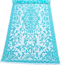Plastic vloerkleed 90 x 180 cm Perzisch, turkoois/wit