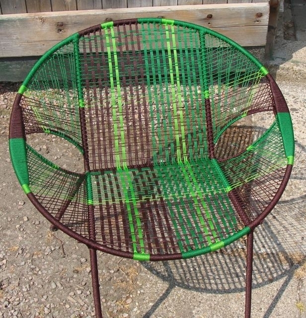 Owusu chair nr. 33 Ghanese kuipstoel Bruin/groen/licht groen