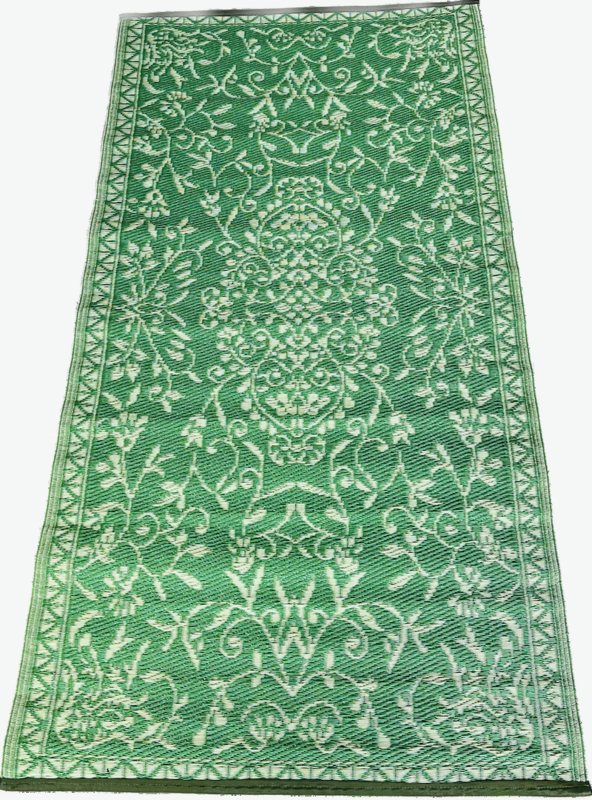 Plastic vloerkleed 90 x 180 cm Perzisch, leger groen/crème