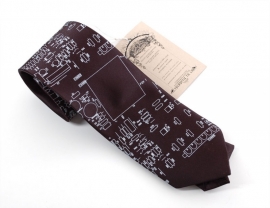 Circuit board necktie "Resistor" - Black with silver ink, narrow