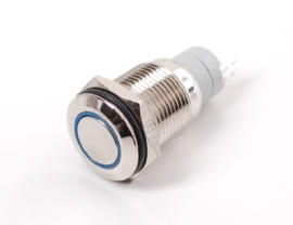 Waterproof Metal LED Ring Switch - Momentary - Blue