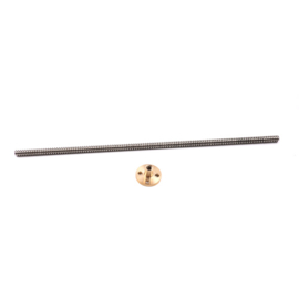 T6 L256mm Lead Screw and Brass Flange Nut Set