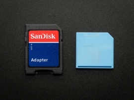 Blue Shortening microSD card adapter for Raspberry Pi & Macbooks