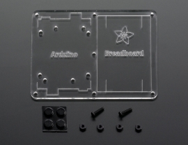 Plastic mounting plate for breadboard and Arduino - rubber feet!